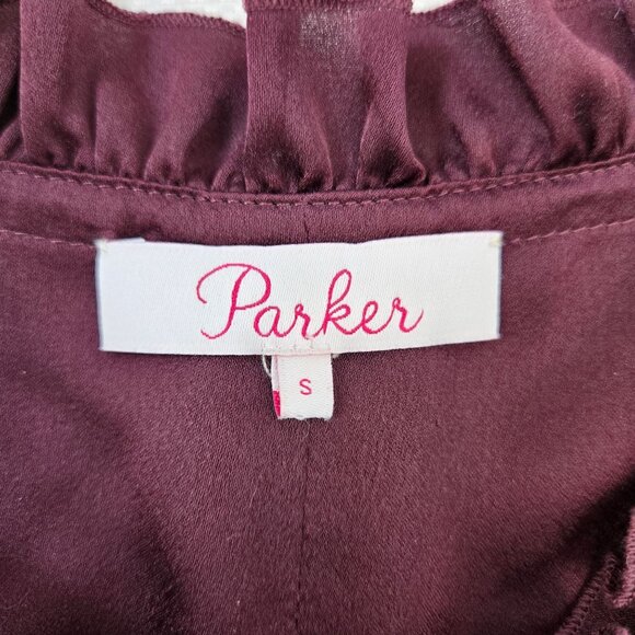 Parker Ruffle Neck Puff Sleeve V-Neck Blouse Size Small - Picture 3 of 6